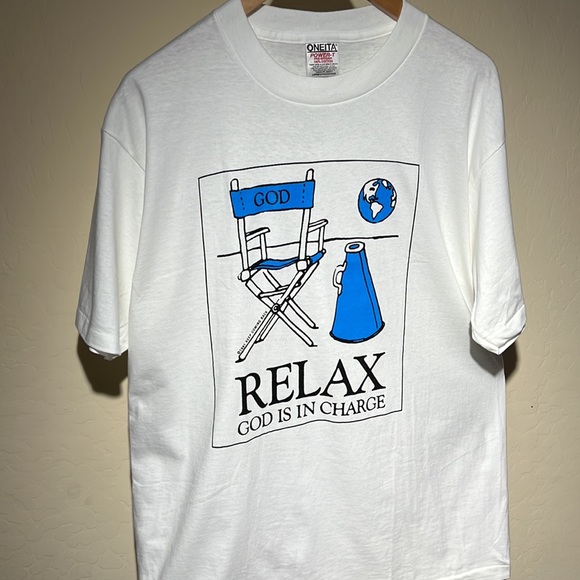 Vintage 1991 God religion jesus earth faith tee shirt white new deadstock prayer - Picture 8 of 8